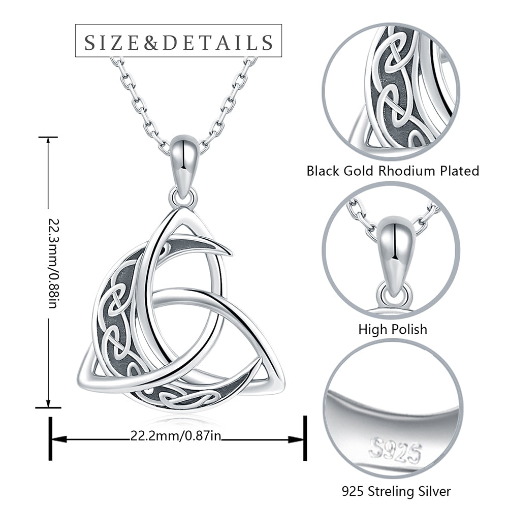 Irish Celtics Knot Moon Pendant Chain Necklaces for Women 925 Sterling Silver Fine Jewelry Valentine Day Wife Girlfriend Gifts - Charlie Dolly