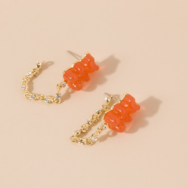 Cute Acrylic Candy Gummy Bear Dangle Earrings for Women Rainbow Bear CZ Hoop Earrings 2022 Korean Fashion Sweet Girl Jewelry - Charlie Dolly