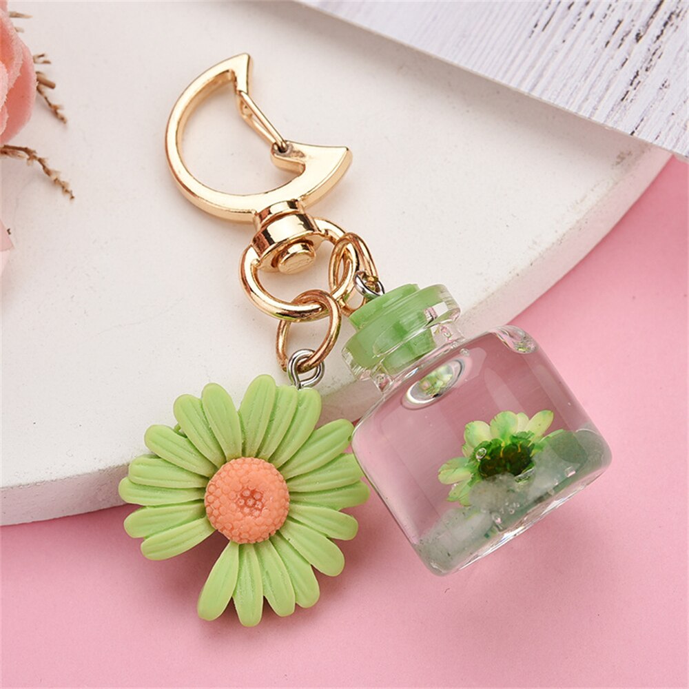 Small Chrysanthemum Key Chain Personalized Moon Button Fashion Keychains For Women Charm Keychain Girl Bag Pendant Keyring Gifts - Charlie Dolly