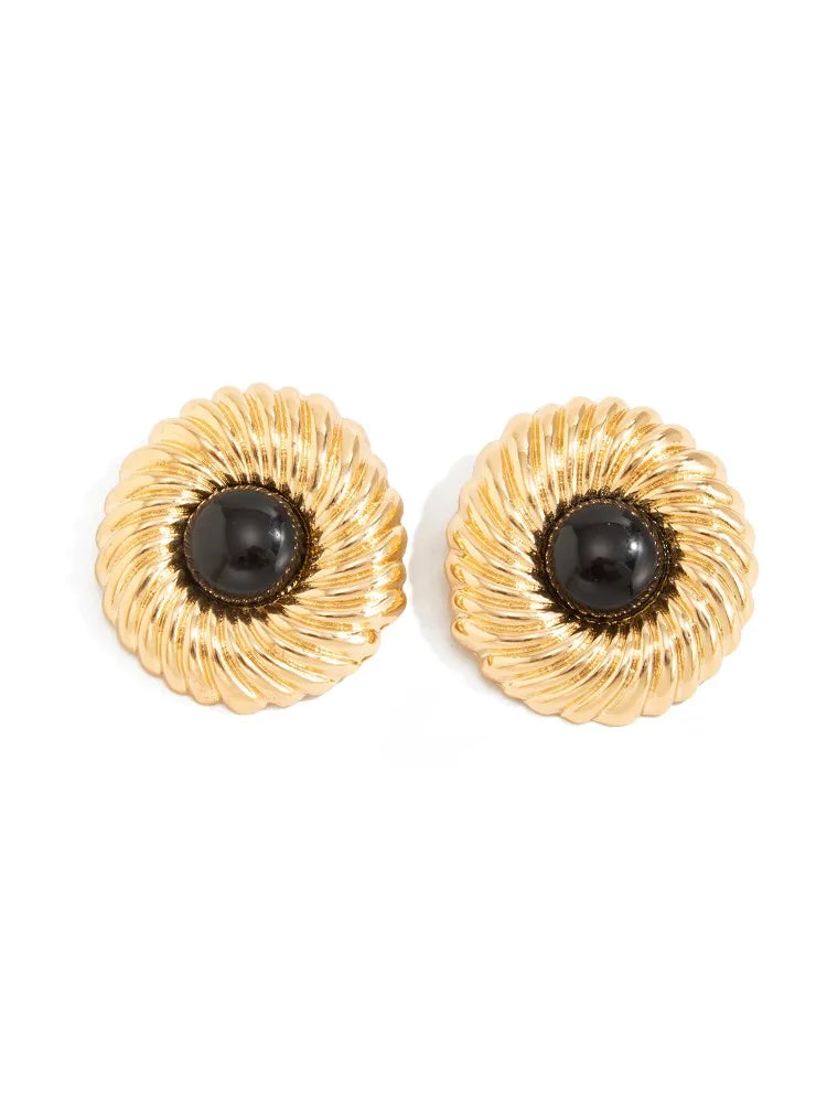 New Trendy Geometric Big Spiral Stud Earrings Women Boho Inlaid Resin Acrylic Beads Earrings Vacation Jewelry Accessories