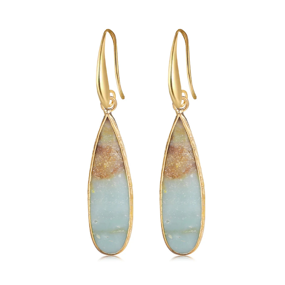 Rose Quartz Clear Quartz Teardrop Healing Earrings Jewelry