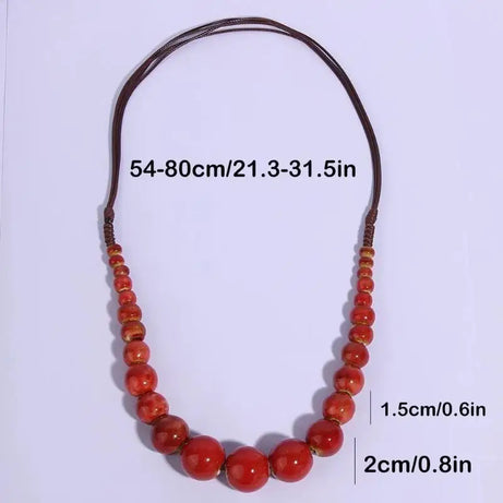Big Ceramic Bead Handmade Long Necklace Jewelry