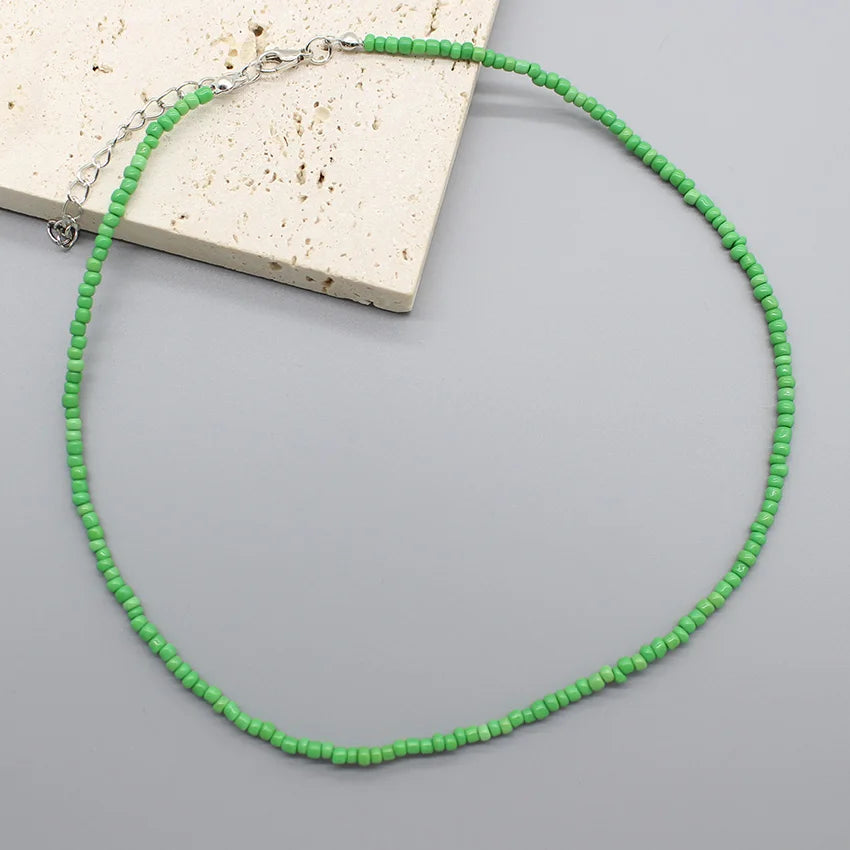 Simple Seed Beads Choker  Women Korean Fashion Charm Colorful Handmade Boho Collar Chain Neck Necklace Femme Jewelry  Gift