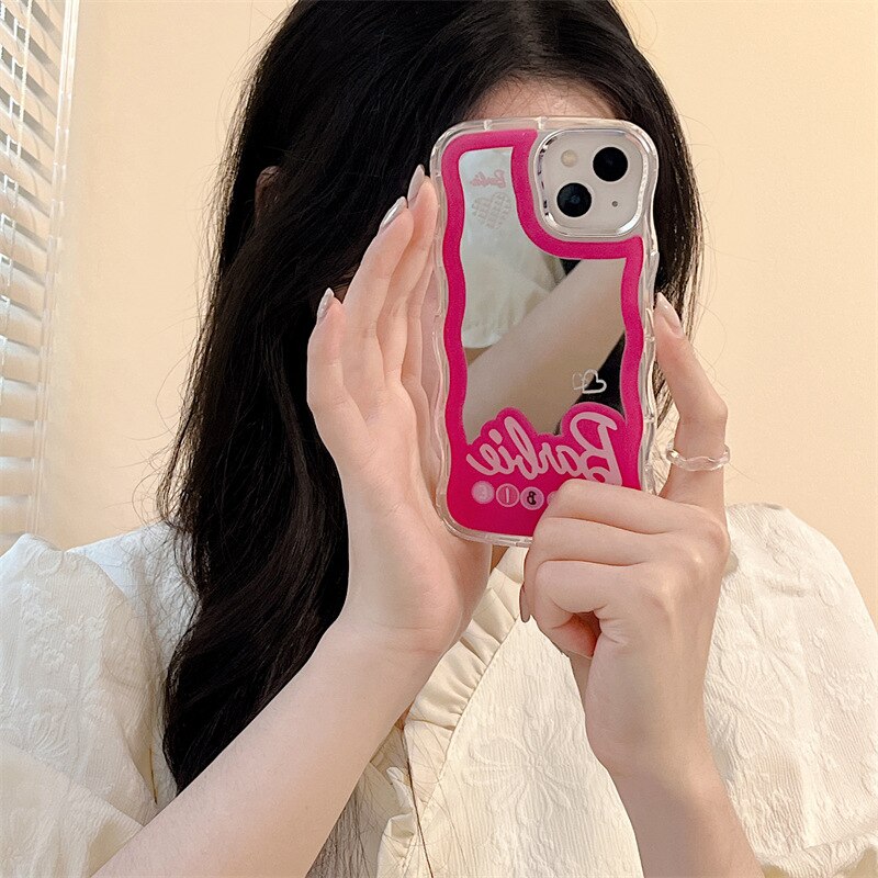 Kawaii Barbie Phone Case for Iphone 13 11 14 Pro Max Cover Anime Fashion Creative Mirror Protection Back Cases Accessories Gifts