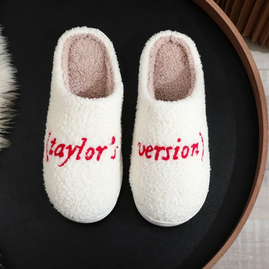 New Taylor Swift Couple Slippers 2024 Winter Fashion Indoor Household Warm Cotton Shoes Men's Women's Flat Bottom Casual Shoes - Charlie Dolly