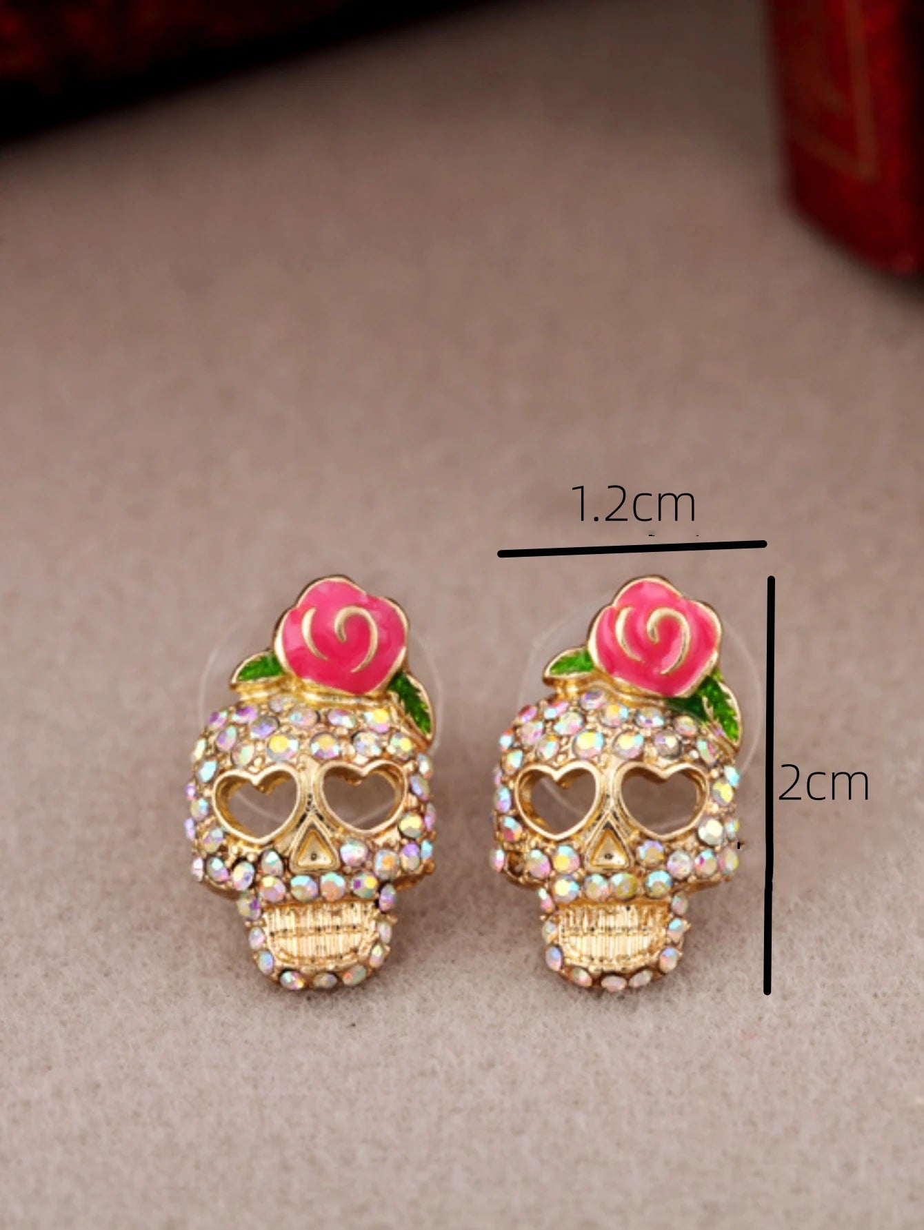 2pcs Gothic style accessories exaggerate personality Halloween roses skull head women's earrings - Charlie Dolly