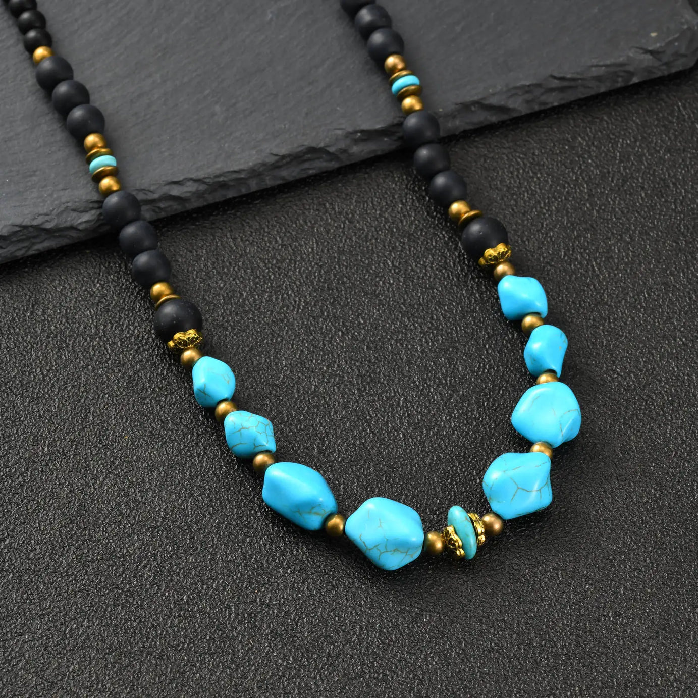 Natural Stone Unisex Beaded Necklace