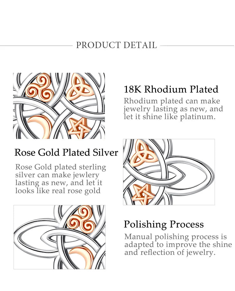 Eudora 925 Sterling Silver Witch Knot Necklace Witchcraft Celtic Knot Star Moon Geometric Pendant Men Women Jewelry Party Gifts