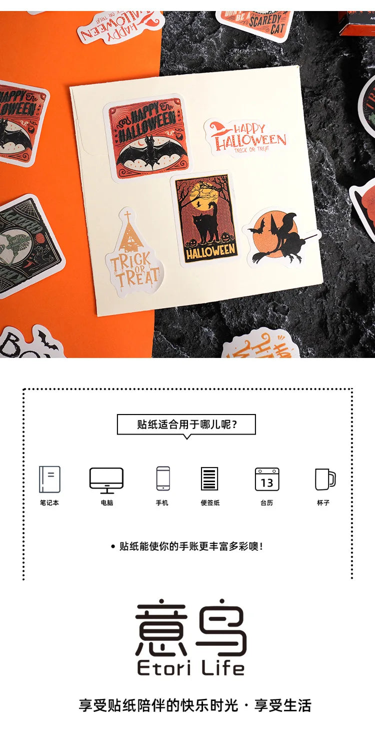 46pcs Etori Life Halloween Sticker Pack DIY Material Decorative Stationery Album Diary Cup Notebook Mobile Phone Toy Scrapbook - Charlie Dolly