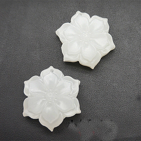 Natural White Jade Rich Flower Pendant Necklace, Hand-Carved Luxury Talisman