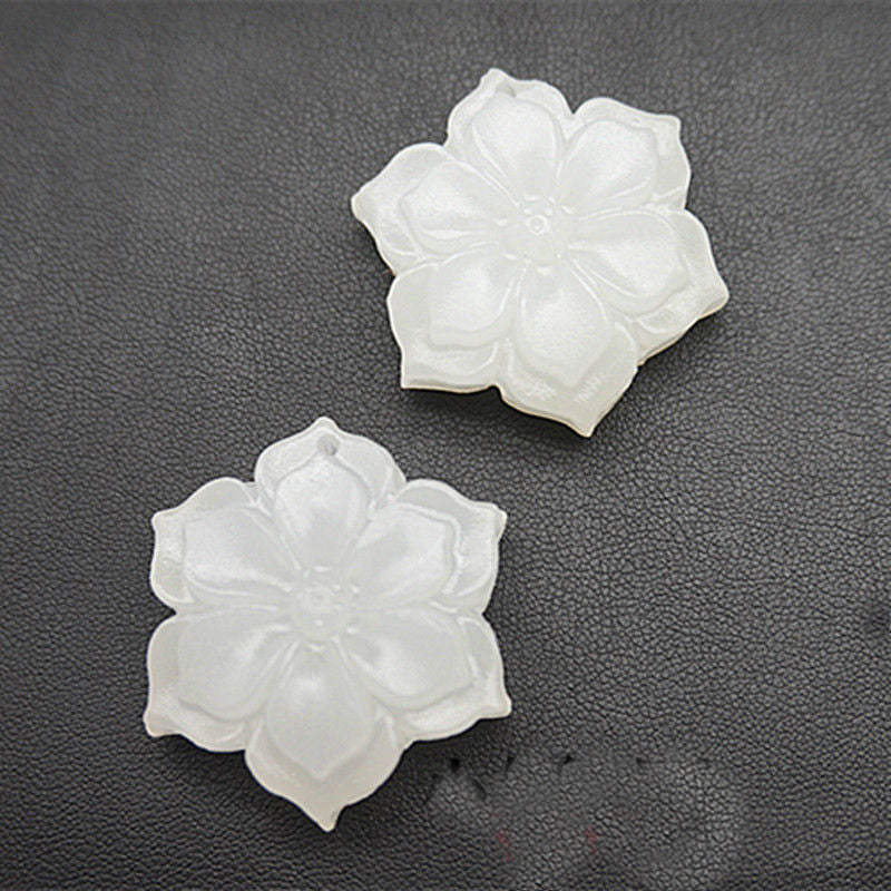Natural Chinese White Jade Rich Flower Pendant Hand-carved Ladies Flower Necklace Fashion Luxury Jewelry Girlfriend Mom Gift