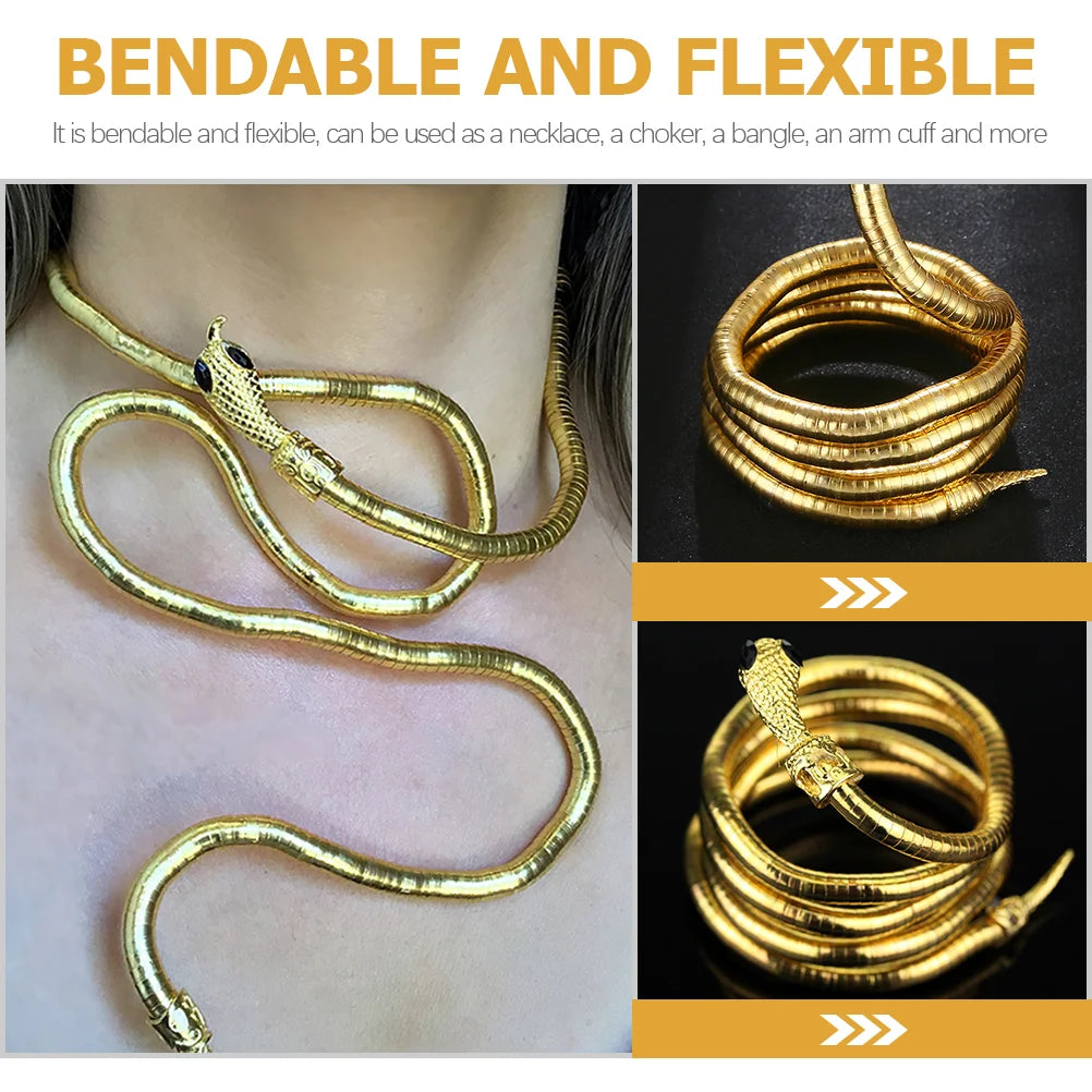 Flexible Snake Bracelet Accessory for Women Halloween Punk Bangle Bendable Necklace - Charlie Dolly