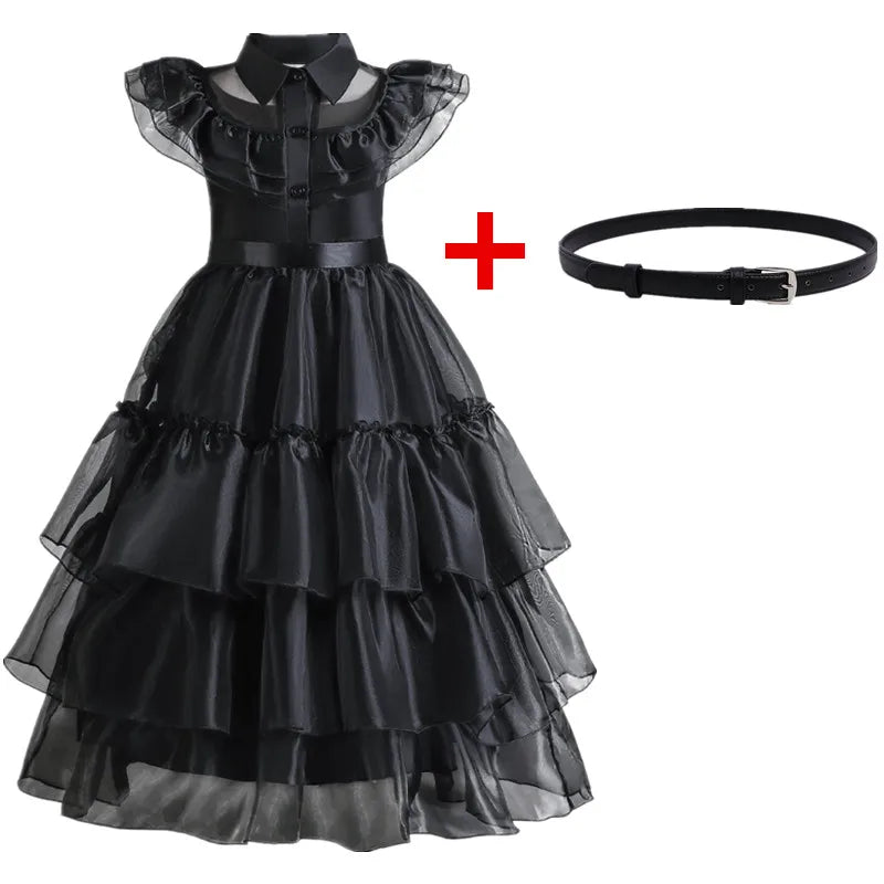 Wednesday Addams Costumes for Girls 2023 Movie Wednesday Mesh Dress Halloween Carnival  Gothic Winds Party Dress Up for 3-10 Yrs - Charlie Dolly
