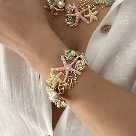 Exaggerated Coral, Starfish and Scallop Ocean Necklace, Bracelet or Earring