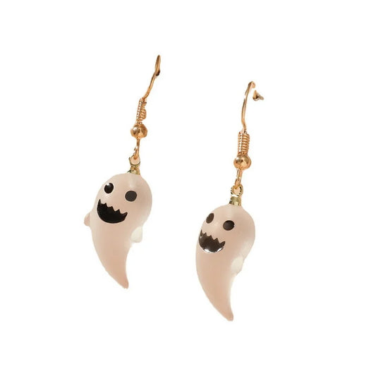 Cute Resin Ghost Dangle Earrings for Women Charm Transparent Spirit Drop Earrings Girls Party Halloween Jewelry Accessories