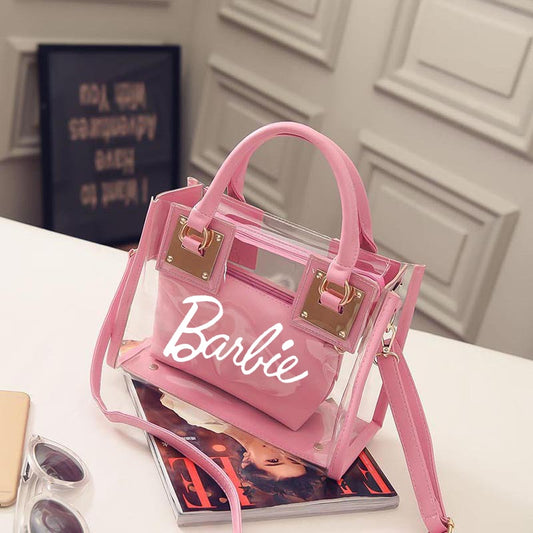 Barbie Letter Women Bag Fashion Woemn Beach Shoulder Handbag Portable Girls Messenger Transparent Jelly Ladies Bags Pouch Gifts - Charlie Dolly