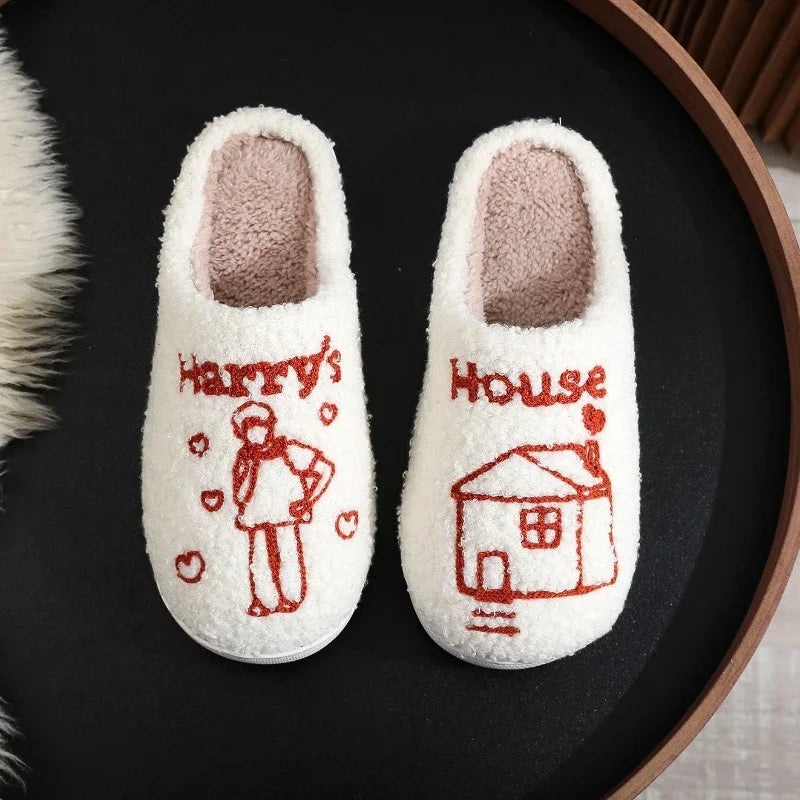 Men Women Household Slippers 2024 Autumn Winter Indoor Plush Warm Comfortable Flat Bottom Cotton Shoes Thick Sole Casual Shoes - Charlie Dolly
