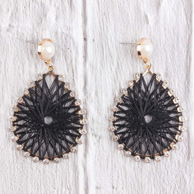 Pave Crystals Twisted Knitted Lace Pearls Beaded Studs Teardrop Dangle Drop Earrings for Women Trendy Chic Jewelry Wholesale - Charlie Dolly
