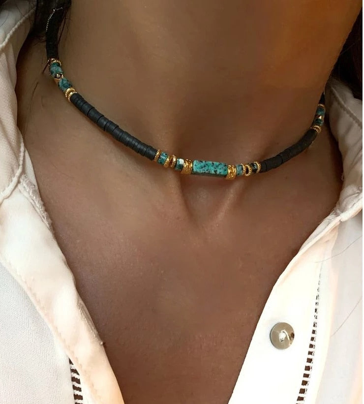 Boho Classic Vintage Jewelry Necklace For Woman heart shell Turkish Eyes Accessories Short Choker Fashion Charm - Charlie Dolly