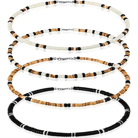 Puka Shell Surfer Choker Necklace Set (4 Pieces)