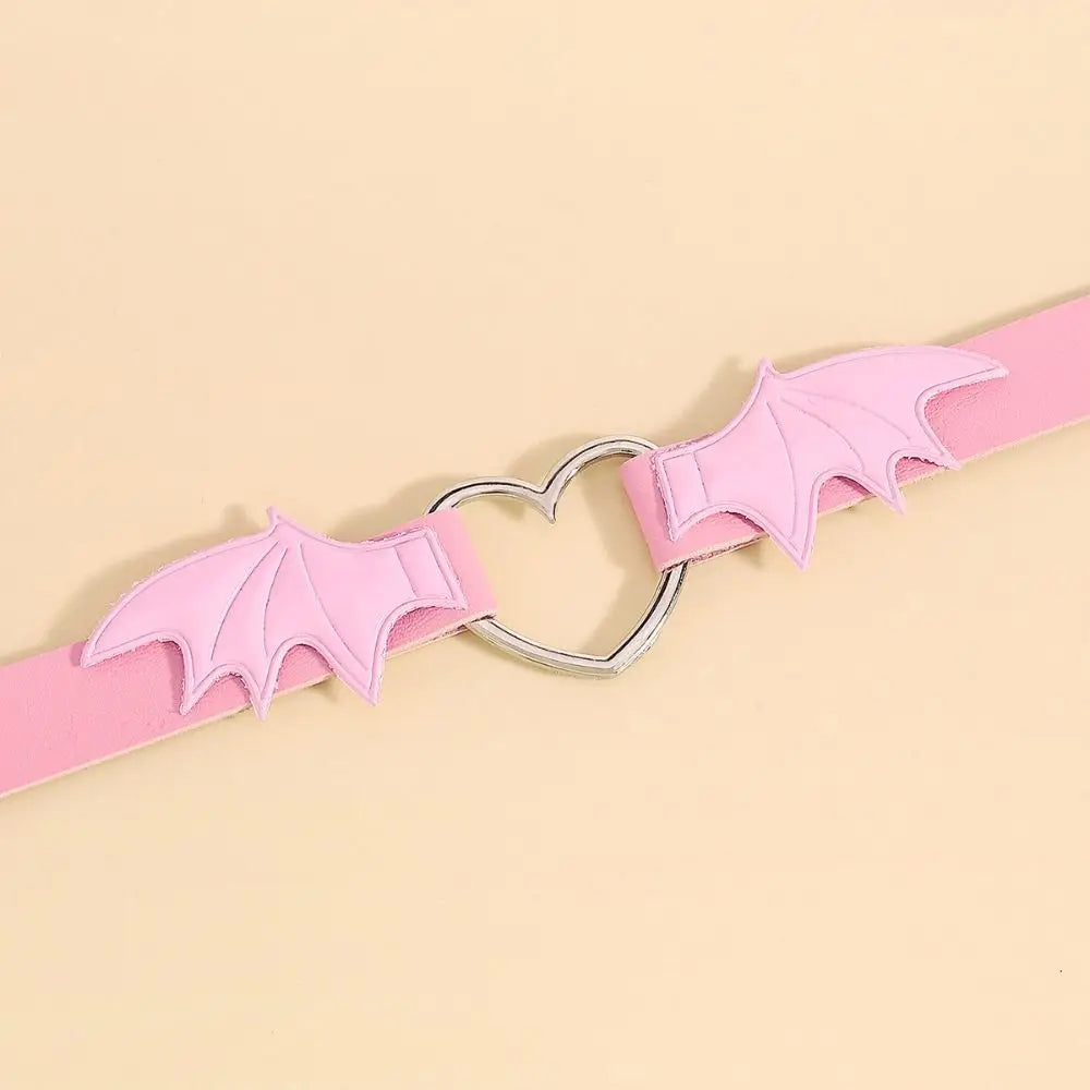 Leather Bat Wings Choker Goth Cute Heart Necklace Punk Gothic Collar Halloween Jewelry Aesthetic Accessories for Women Girls - Charlie Dolly