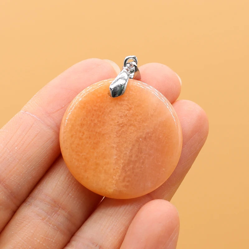 Natural Stone Agates Pendants Big Round Lapis lazuli Tiger Eye Charmsfor Jewelry Making Diy earring necklace accessories