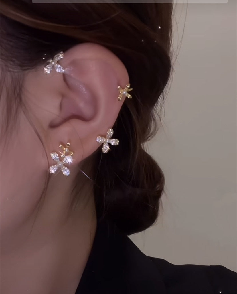 Shining Zircon Butterfly Ear Cuff Earrings for Women Girls Fashion 1pc Non Piercing Ear Clip Ear-hook Party Wedding Jewelry Gift - Charlie Dolly