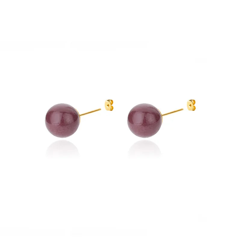 1 Pair Natural Stone Stud Earrings For Women Men Round Turquoises Tiger Eye Lapis Lazuli Beads Earring Fashion Jewelry Gift