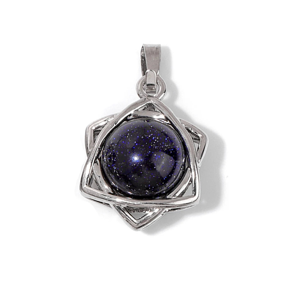 Hexagram Star Pendant Lapis Lazuli Amethysts Natural Stone Charms For Making Necklace Earrings Amulet Star of David Jewelry