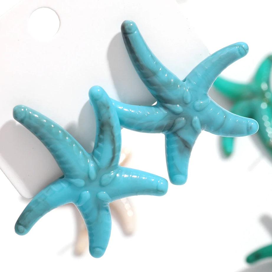 Marble Starfish Shell Stud Earrings