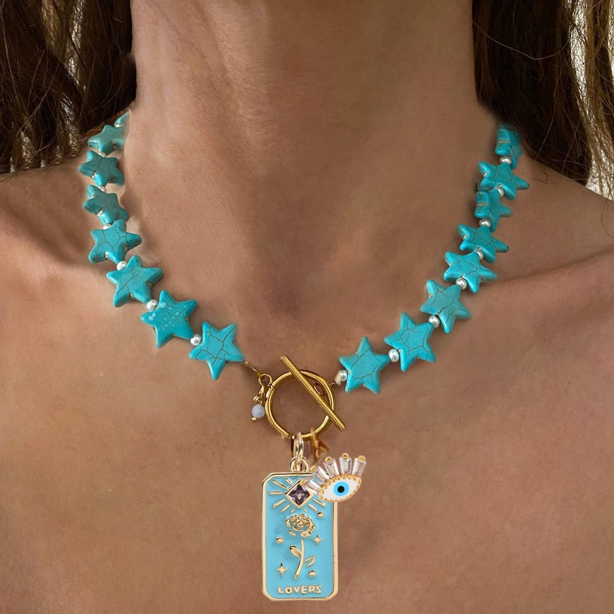 Summer Fashion Classic Irregular Green Shell Stone Short Necklace OT Button Copper Alloy Sea Shell Pendant Beach Choker Gift - Charlie Dolly