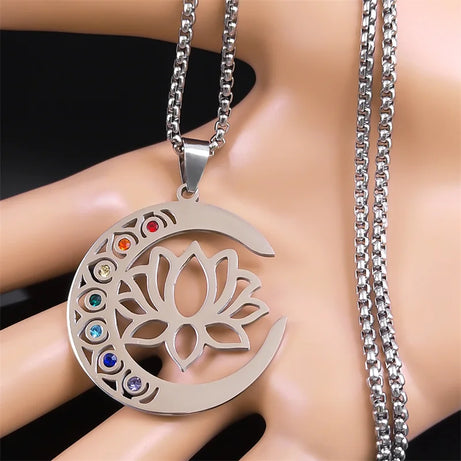Lotus Moon Chakra Pendant, Sacred Yoga Meditation Amulet