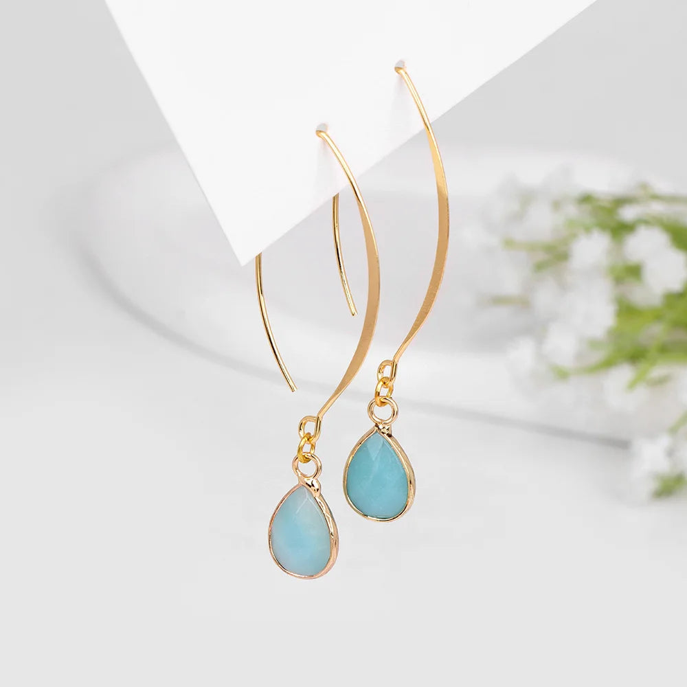 Tear Drop Earings For Women Natural Amethysts Pendant Drop Earrings Elegant Party Jewelry Women Long Dangle Earrings Femme Gifts