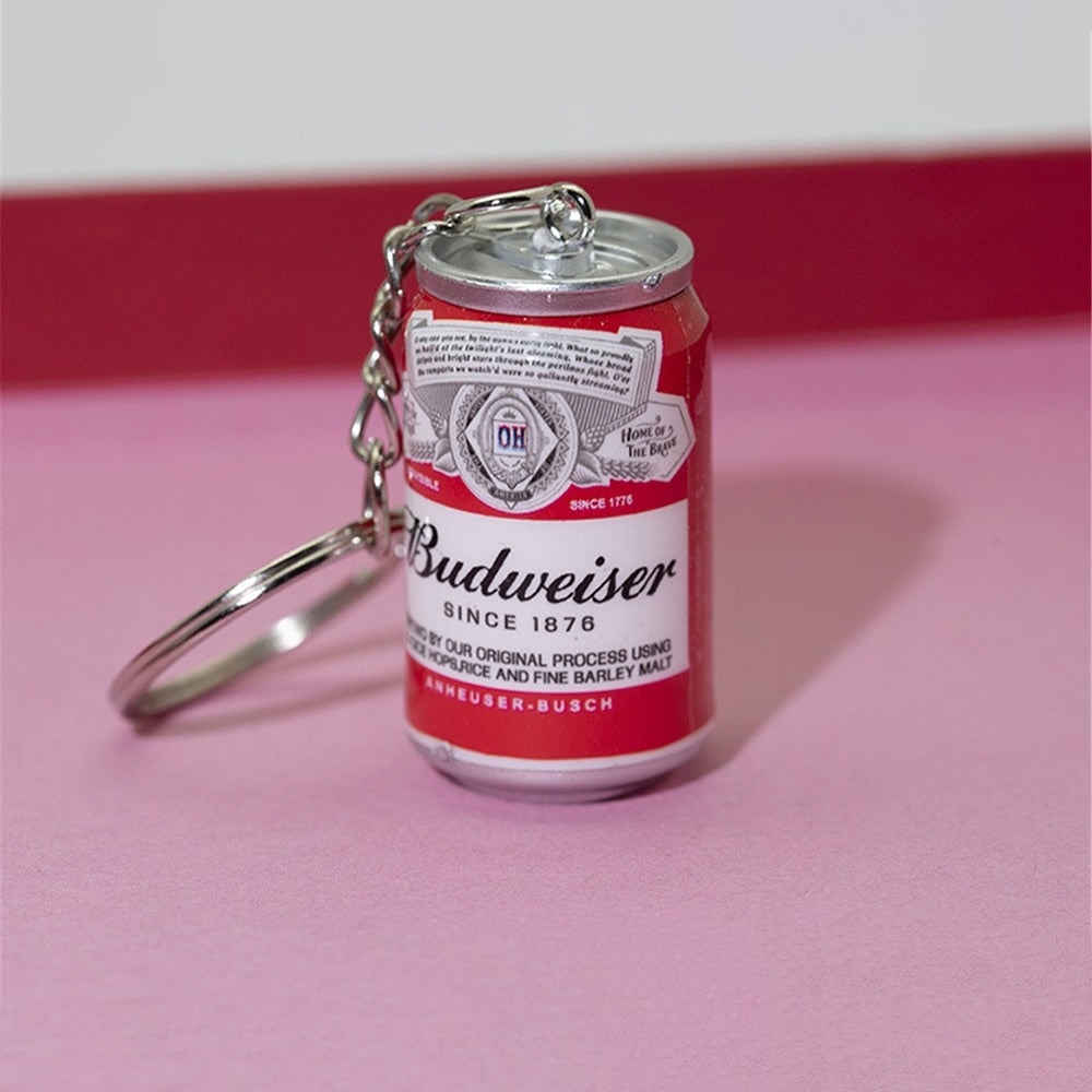 Simulation Canned Beer Keychain Mini Drink Bottle Key Ring Bag Pendant Jewelry Car Key Trinket Accessories Couples - Charlie Dolly
