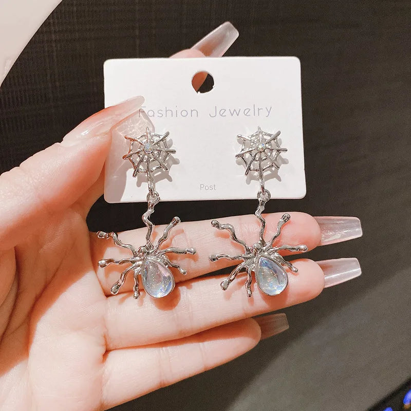 Halloween Gothic Retro Black Spider Moonstone Stud Earrings Women Fashion Design Earring Party Jewelry Gifts Wholesale - Charlie Dolly