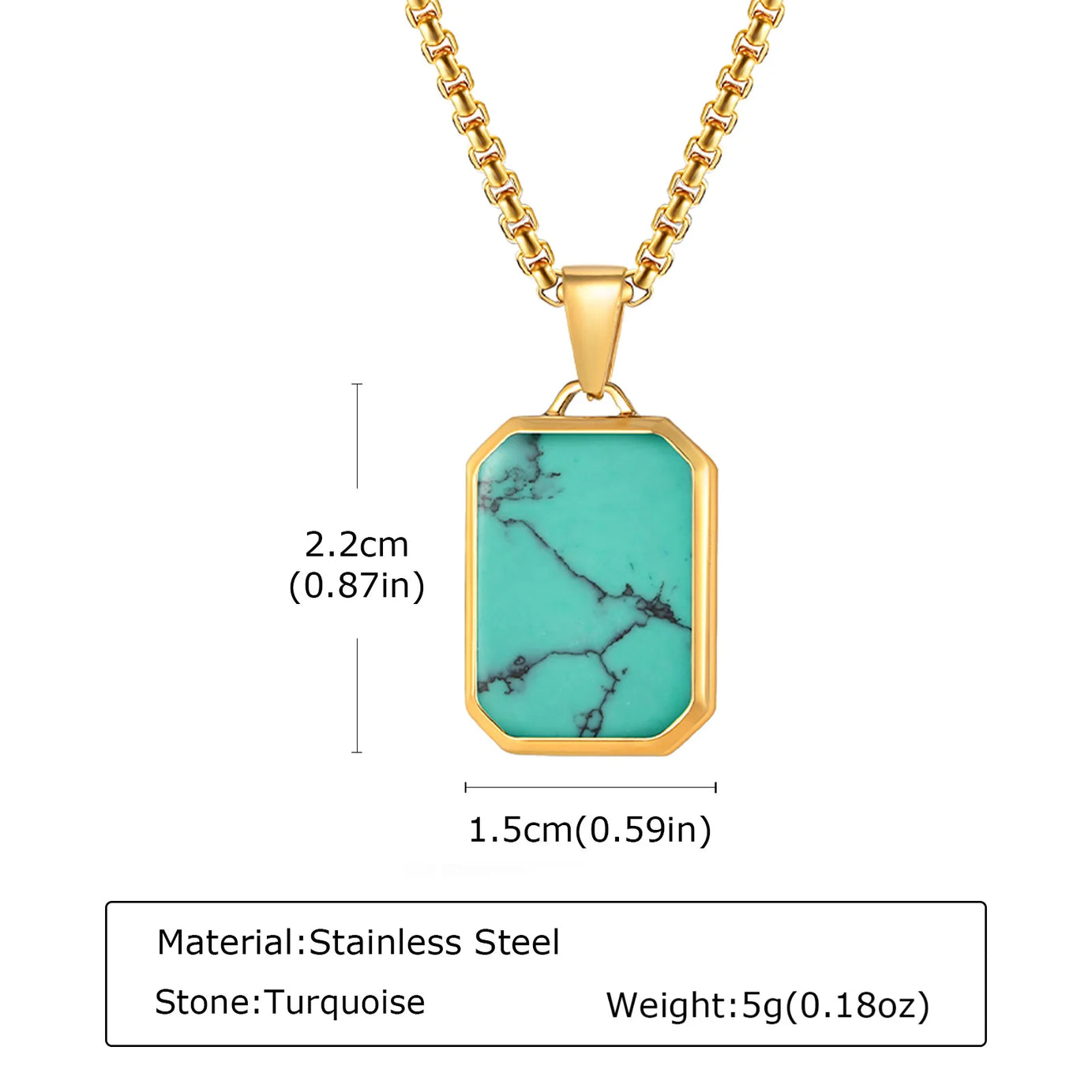 Natural Stone and Stainless Steel Hip Hop Pendant Necklace for Men