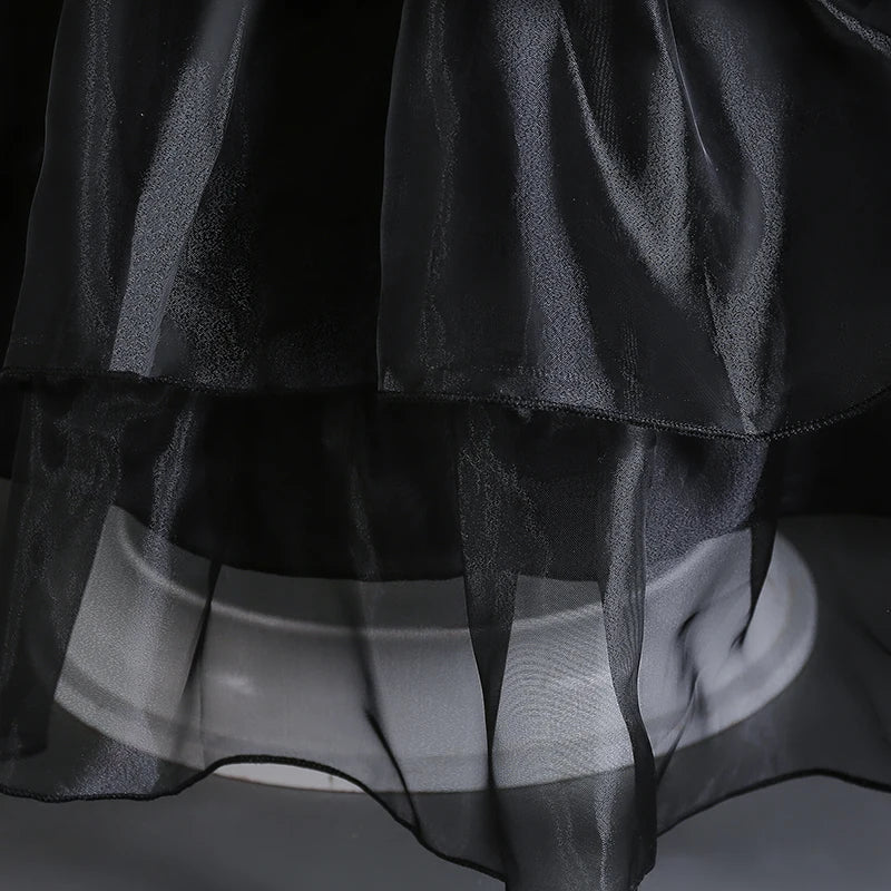 Wednesday Addams Costumes for Girls 2023 Movie Wednesday Mesh Dress Halloween Carnival  Gothic Winds Party Dress Up for 3-10 Yrs - Charlie Dolly