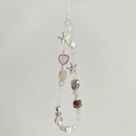 Korean Star and Pearl Beaded Phone Chain Lanyard