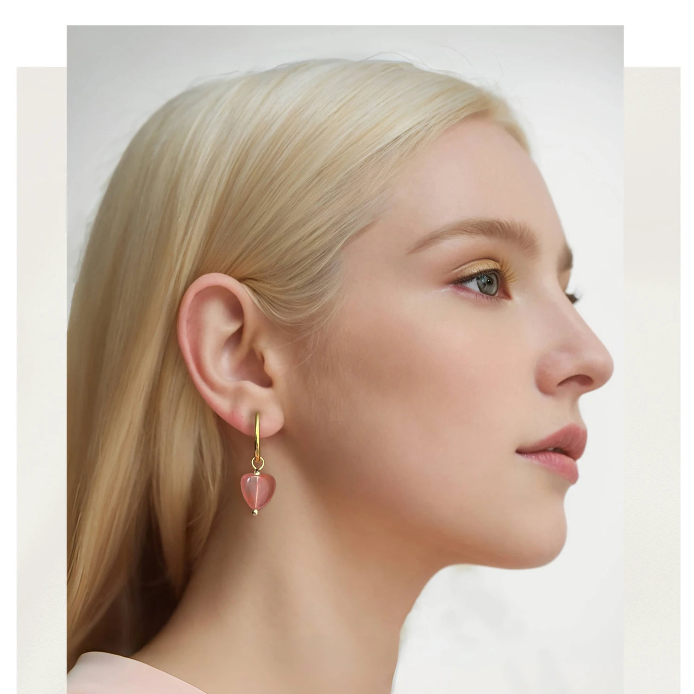 Detachable Heart Natural Stone Hoop Earrings, 2-in-1 Stainless Steel Boho Jewelry