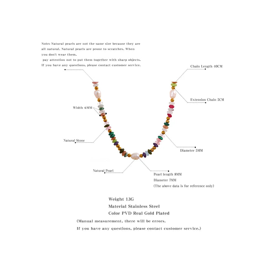 Natural Pearl Stone Boho Necklace