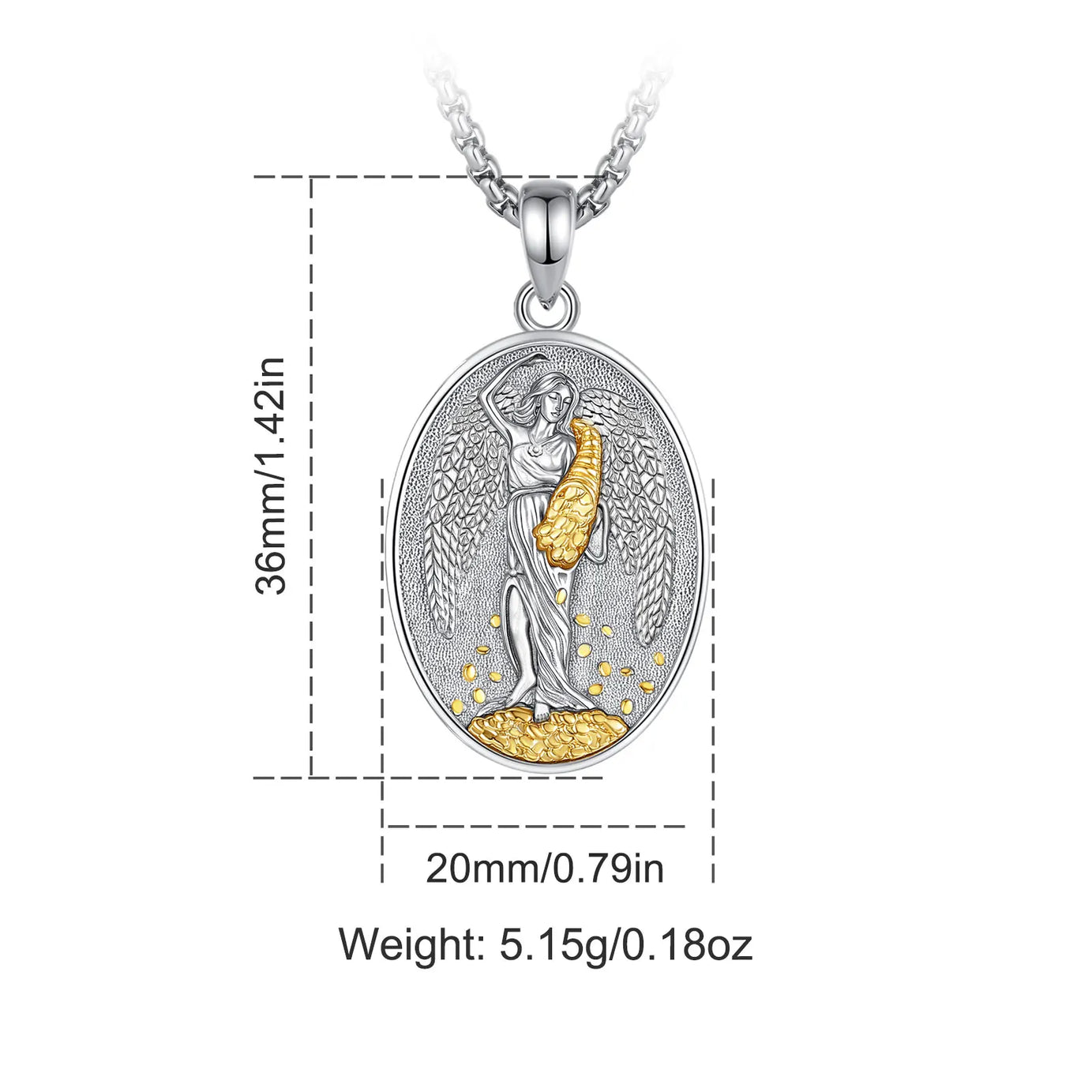 Fortuna Goddess of Fortune Necklace, S925 Silver with 18K Gold