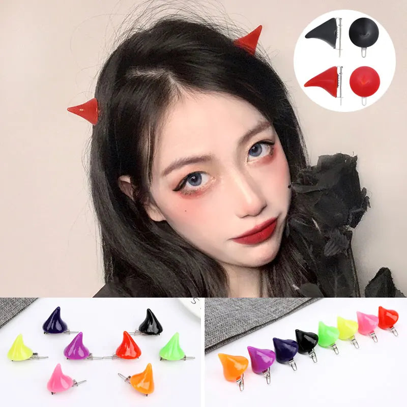2pcs Small Demon OX Horn Hairpins Party Cosplay Costume Pin Hairpins Costume Horn Halloween Hair Accessories Hairclip - Charlie Dolly