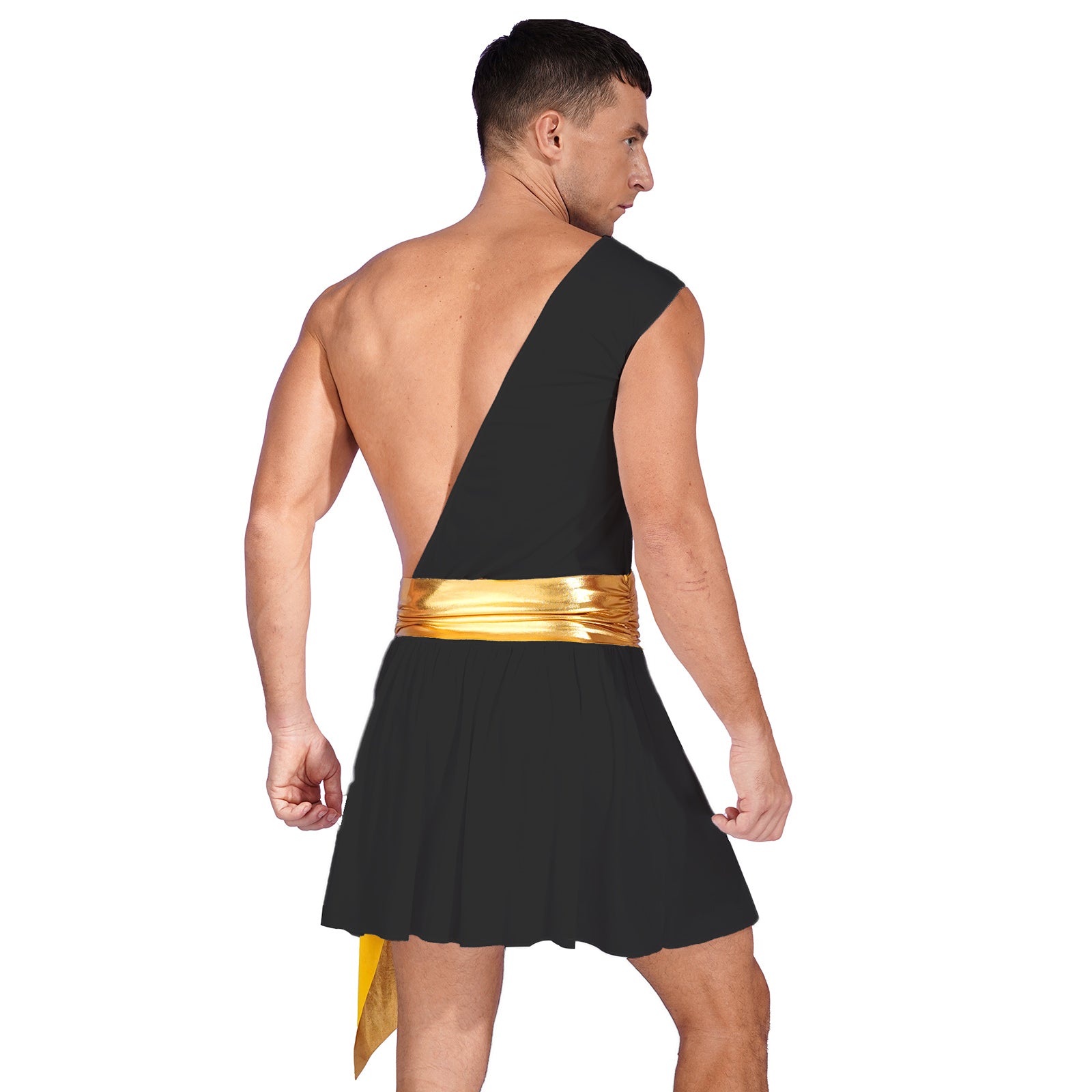 Men's  Ancient Greek God Halloween Party Costume Cosplay One Shoulder Strap Skirts Knight Warrior Theatrical Performance Outfit - Charlie Dolly