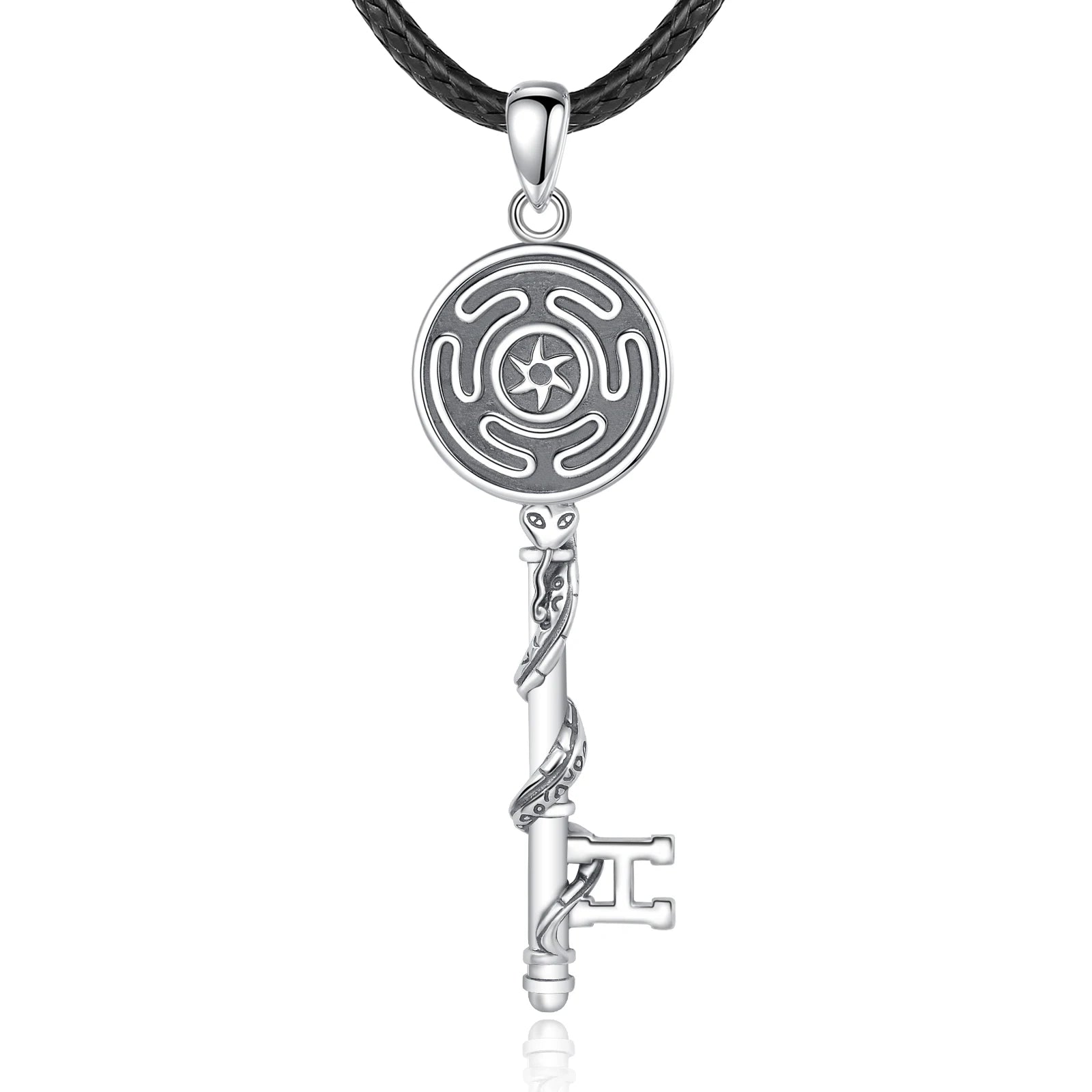 Eudora 925 Sterling Silver Hecate Wheel Necklace Triple Goddess Pendant Snake Key Amulet Witch Pagan Jewelry Gift for Women Men