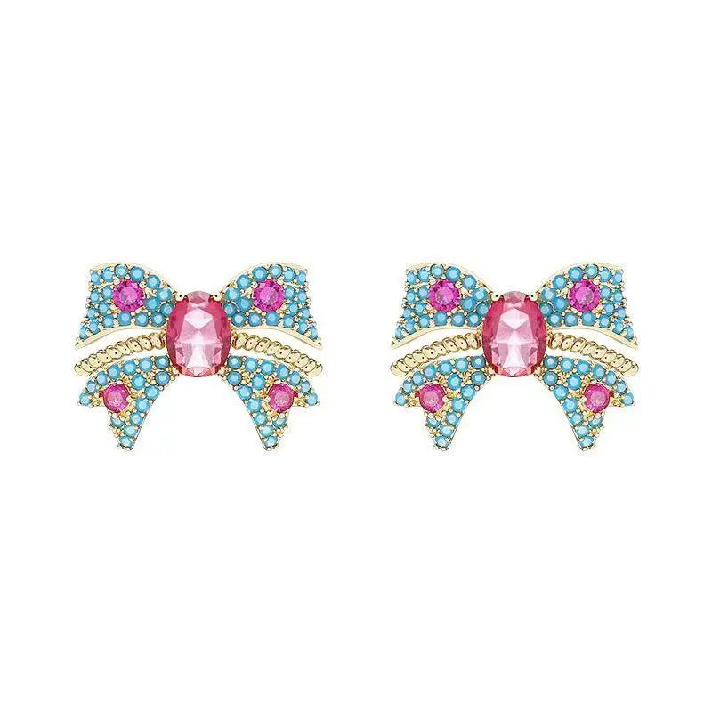 Fashion Zircon Bow Earrings Boho Red Crystal Earrings For Women Fashion Party Jewelry Wedding Trendy Accessories Gifts