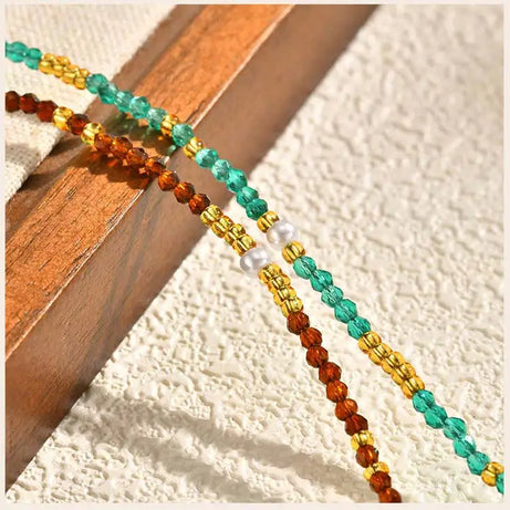 Beaded Choker Necklace for Women, 18K Gold Plated Boho Colorful Natural Stone Beads Chain Necklace stackable Handmade Jewelry - Charlie Dolly