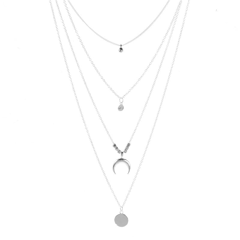 Crystal Zircon Heart Star Charm Layered Pendant Necklace Set for Women Charms Fashion Square Rhinestone Female Vintage Jewelry - Charlie Dolly