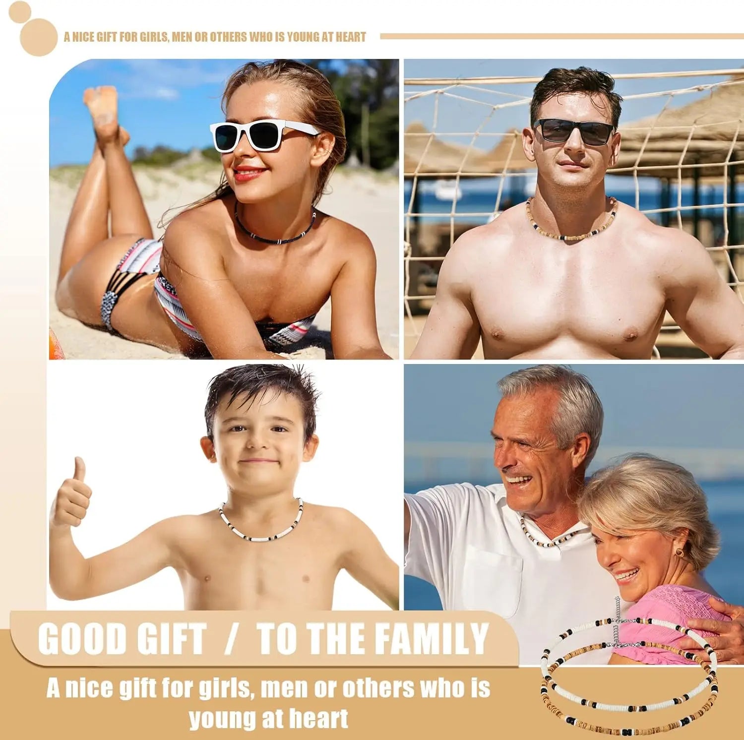 4 Pcs Puka Shell Necklace for Men Surfer Necklace Choker Beach Puka Choker Seashell Necklaces with Clam Chip Beads Xmas Gift