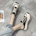 Women Slippers Thick Bottom Round Head Canvas Shoes  Outdoor Lace Up Lightweight Non-slip Walking Sneakers Sapatos Feminino - Charlie Dolly