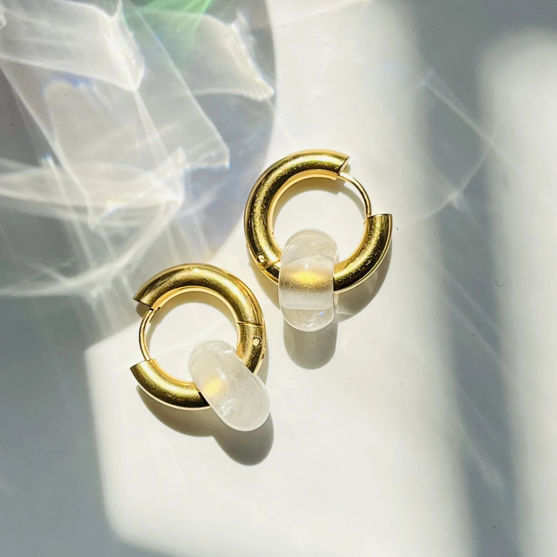 Boho Colorful Natural Stone Earrings Turquoise Malachite Donut Huggies Stainless Steel Hoop Earring for Women Jewelry Pendientes